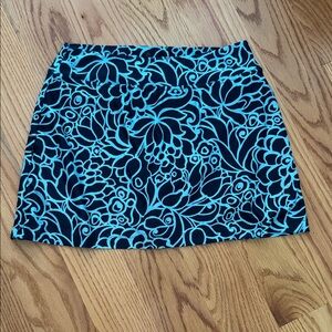 Talbots Women's Black and Light Blue Floral A-Line Skort